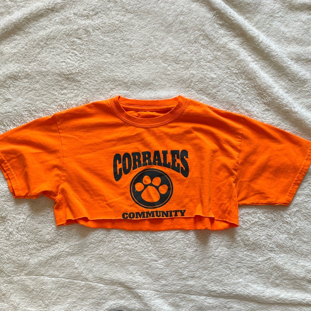 Corrales community size large crop top bright orange